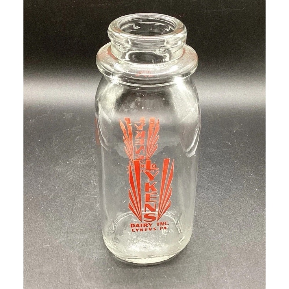 Vintage PA Milk Bottle Half Pint Lykens Sanitary Dairy Erdman & Sons Collectible